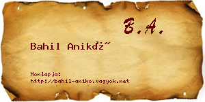 Bahil Anikó névjegykártya
